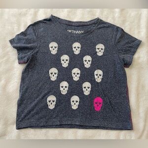 Bethany Mota Charcoal Tee with Pink Skull Accent